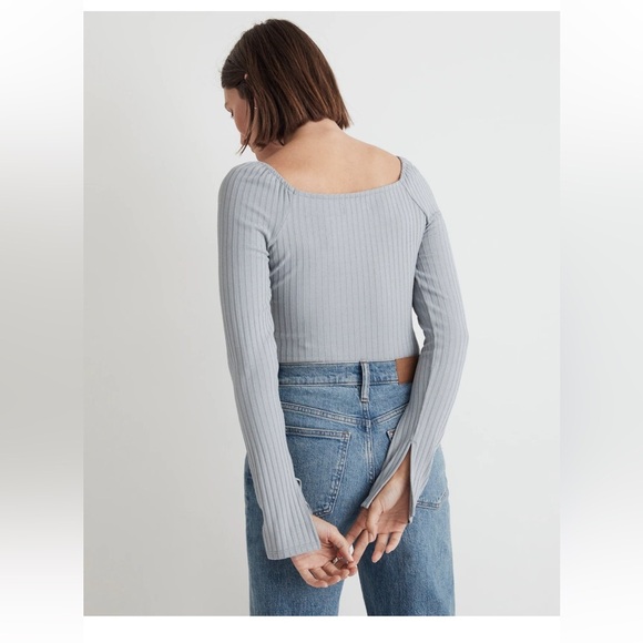 NWT Ribbed Square-Neck Long-Sleeve Tee Size Medium - Picture 3 of 14